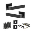 Quality image of Senza Pari Panetti Door Handle Pack (3 Lever Lock Set - 2.5" CE Sashlock, 4" Slim Knuckle Hinges x2) - Matt Black | Sku. adpsp217mb18 | available from Trade Door Handles.