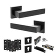 Quality image of Senza Pari Panetti Door Handle Pack (Euro Lock Set - 2.5" CE Sashlock, 3" Fire Rated Hinges x3) - Matt Black | Sku. adpsp217mb20 | available from Trade Door Handles.