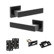 Quality image of Senza Pari Panetti Door Handle Pack (Latch Set - 2.5" Latch, 3" Hinges x2) - Matt Black | Sku. adpsp217mb7 | available from Trade Door Handles.