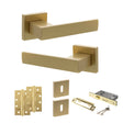 Quality image of Senza Pari Panetti Door Handle Pack (3 Lever Lock Set - 2.5" CE Sashlock, 4" Slim Knuckle Hinges x2) - Satin Brass | Sku. adpsp217sb18 | available from Trade Door Handles.