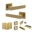Quality image of Senza Pari Panetti Door Handle Pack (Euro Lock Set - 3" CE Sashlock, 3" Fire Rated Hinges x3) - Satin Brass | Sku. adpsp217sb21 | available from Trade Door Handles.