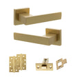 Quality image of Senza Pari Panetti Door Handle Pack (Latch Set - 3" CE Latch, 4" Slim Knuckle Hinges x2) - Satin Brass | Sku. adpsp217sb6 | available from Trade Door Handles.