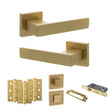 Quality image of Senza Pari Panetti Door Handle Pack (Bathroom Set - 2.5" CE Bathroom Lock, 3" Fire Rated Hinges x3) - Satin Brass | Sku. adpsp217sb8 | available from Trade Door Handles.