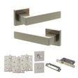 Quality image of Senza Pari Panetti Door Handle Pack (Bathroom Set - 3" CE Bathroom Lock, 4" Fire Rated Hinges x3) - Satin Nickel | Sku. adpsp217sn11 | available from Trade Door Handles.