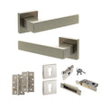Quality image of Senza Pari Panetti Door Handle Pack (Euro Lock Set - 2.5" CE Sashlock, 4" Slim Knuckle Hinges x2) - Satin Nickel | Sku. adpsp217sn24 | available from Trade Door Handles.