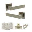 Quality image of Senza Pari Panetti Door Handle Pack (Latch Set - 2.5" CE Latch, 4" Fire Rated Hinges x3) - Satin Nickel | Sku. adpsp217sn3 | available from Trade Door Handles.