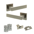 Quality image of Senza Pari Panetti Door Handle Pack (Latch Set - 2.5" Latch, 3" Hinges x2) - Satin Nickel | Sku. adpsp217sn7 | available from Trade Door Handles.