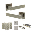 Quality image of Senza Pari Panetti Door Handle Pack (Bathroom Set - 3" CE Bathroom Lock, 3" Fire Rated Hinges x3) - Satin Nickel | Sku. adpsp217sn9 | available from Trade Door Handles.