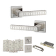 Quality image of Senza Pari Bianca Door Handle Pack (Bathroom Set - 3" CE Bathroom Lock, 4" Fire Rated Hinges x3) - Satin Nickel | Sku. adpspc193sn11 | available from Trade Door Handles.