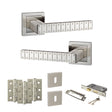 Quality image of Senza Pari Bianca Door Handle Pack (3 Lever Lock Set - 2.5" CE Sashlock, 3" Fire Rated Hinges x3) - Satin Nickel | Sku. adpspc193sn14 | available from Trade Door Handles.