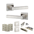 Quality image of Senza Pari Bianca Door Handle Pack (Euro Lock Set - 3" CE Sashlock, 3" Fire Rated Hinges x3) - Satin Nickel | Sku. adpspc193sn21 | available from Trade Door Handles.