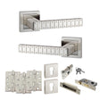 Quality image of Senza Pari Bianca Door Handle Pack (Euro Lock Set - 3" CE Sashlock, 4" Fire Rated Hinges x3) - Satin Nickel | Sku. adpspc193sn23 | available from Trade Door Handles.