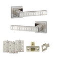 Quality image of Senza Pari Bianca Door Handle Pack (Latch Set - 2.5" CE Latch, 4" Fire Rated Hinges x3) - Satin Nickel | Sku. adpspc193sn3 | available from Trade Door Handles.