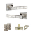 Quality image of Senza Pari Bianca Door Handle Pack (Latch Set - 2.5" CE Latch, 4" Slim Knuckle Hinges x2) - Satin Nickel | Sku. adpspc193sn5 | available from Trade Door Handles.
