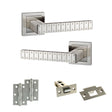 Quality image of Senza Pari Bianca Door Handle Pack (Latch Set - 2.5" Latch, 3" Hinges x2) - Satin Nickel | Sku. adpspc193sn7 | available from Trade Door Handles.