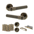 Quality image of Senza Pari Andretta Door Handle Pack (Bathroom Set - 2.5" CE Bathroom Lock, 4" Fire Rated Hinges x3) - Antique Brass | Sku. adpspr160ab10 | available from Trade Door Handles.