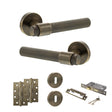 Quality image of Senza Pari Andretta Door Handle Pack (3 Lever Lock Set - 3" CE Sashlock, 4" Slim Knuckle Hinges x2) - Antique Brass | Sku. adpspr160ab19 | available from Trade Door Handles.