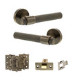 Quality image of Senza Pari Andretta Door Handle Pack (Latch Set - 2.5" CE Latch, 3" Fire Rated Hinges x3) - Antique Brass | Sku. adpspr160ab1 | available from Trade Door Handles.