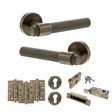 Quality image of Senza Pari Andretta Door Handle Pack (Euro Lock Set - 3" CE Sashlock, 4" Fire Rated Hinges x3) - Antique Brass | Sku. adpspr160ab23 | available from Trade Door Handles.