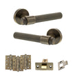 Quality image of Senza Pari Andretta Door Handle Pack (Latch Set - 2.5" CE Latch, 4" Fire Rated Hinges x3) - Antique Brass | Sku. adpspr160ab3 | available from Trade Door Handles.