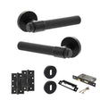 Quality image of Senza Pari Andretta Door Handle Pack (3 Lever Lock Set - 3" CE Sashlock, 4" Slim Knuckle Hinges x2) - Matt Black | Sku. adpspr160mb19 | available from Trade Door Handles.