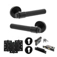 Quality image of Senza Pari Andretta Door Handle Pack (Euro Lock Set - 3" CE Sashlock, 4" Fire Rated Hinges x3) - Matt Black | Sku. adpspr160mb23 | available from Trade Door Handles.
