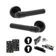 Quality image of Senza Pari Andretta Door Handle Pack (Euro Lock Set - 3" CE Sashlock, 4" Slim Knuckle Hinges x2) - Matt Black | Sku. adpspr160mb25 | available from Trade Door Handles.