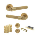 Quality image of Senza Pari Andretta Door Handle Pack (Bathroom Set - 3" CE Bathroom Lock, 4" Slim Knuckle Hinges x2) - Satin Brass | Sku. adpspr160sb13 | available from Trade Door Handles.