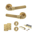 Quality image of Senza Pari Andretta Door Handle Pack (3 Lever Lock Set - 2.5" CE Sashlock, 4" Slim Knuckle Hinges x2) - Satin Brass | Sku. adpspr160sb18 | available from Trade Door Handles.