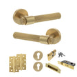 Quality image of Senza Pari Andretta Door Handle Pack (Euro Lock Set - 3" CE Sashlock, 4" Slim Knuckle Hinges x2) - Satin Brass | Sku. adpspr160sb25 | available from Trade Door Handles.