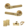 Quality image of Senza Pari Andretta Door Handle Pack (Latch Set - 3" CE Latch, 4" Slim Knuckle Hinges x2) - Satin Brass | Sku. adpspr160sb6 | available from Trade Door Handles.