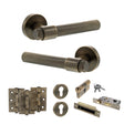 Quality image of Senza Pari Fasana Door Handle Pack (Euro Lock Set - 2.5" CE Sashlock, 3" Fire Rated Hinges x3) - Antique Brass | Sku. adpspr165ab20 | available from Trade Door Handles.