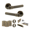 Quality image of Senza Pari Fasana Door Handle Pack (Euro Lock Set - 3" CE Sashlock, 4" Fire Rated Hinges x3) - Antique Brass | Sku. adpspr165ab23 | available from Trade Door Handles.