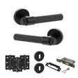 Quality image of Senza Pari Fasana Door Handle Pack (3 Lever Lock Set - 3" CE Sashlock, 3" Fire Rated Hinges x3) - Matt Black | Sku. adpspr165mb15 | available from Trade Door Handles.