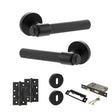 Quality image of Senza Pari Fasana Door Handle Pack (3 Lever Lock Set - 3" CE Sashlock, 4" Slim Knuckle Hinges x2) - Matt Black | Sku. adpspr165mb19 | available from Trade Door Handles.