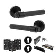 Quality image of Senza Pari Fasana Door Handle Pack (Euro Lock Set - 3" CE Sashlock, 3" Fire Rated Hinges x3) - Matt Black | Sku. adpspr165mb21 | available from Trade Door Handles.