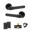Quality image of Senza Pari Fasana Door Handle Pack (Latch Set - 3" CE Latch, 4" Slim Knuckle Hinges x2) - Matt Black | Sku. adpspr165mb6 | available from Trade Door Handles.
