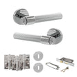 Quality image of Senza Pari Fasana Door Handle Pack (3 Lever Lock Set - 3" CE Sashlock, 4" Fire Rated Hinges x3) - Polished Chrome | Sku. adpspr165pc17 | available from Trade Door Handles.