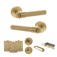 Quality image of Senza Pari Fasana Door Handle Pack (Bathroom Set - 3" CE Bathroom Lock, 4" Fire Rated Hinges x3) - Satin Brass | Sku. adpspr165sb11 | available from Trade Door Handles.