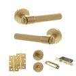 Quality image of Senza Pari Fasana Door Handle Pack (Bathroom Set - 2.5" CE Bathroom Lock, 4" Slim Knuckle Hinges x2) - Satin Brass | Sku. adpspr165sb12 | available from Trade Door Handles.