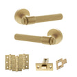 Quality image of Senza Pari Fasana Door Handle Pack (Latch Set - 3" CE Latch, 3" Fire Rated Hinges x3) - Satin Brass | Sku. adpspr165sb2 | available from Trade Door Handles.