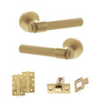Quality image of Senza Pari Fasana Door Handle Pack (Latch Set - 3" CE Latch, 4" Slim Knuckle Hinges x2) - Satin Brass | Sku. adpspr165sb6 | available from Trade Door Handles.