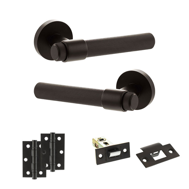 Quality image of Senza Pari Fasana Door Handle Pack (Latch Set - 2.5" Latch, 3" Hinges x2) - Urban Dark Bronze | Sku. adpspr165udb7 | available from Trade Door Handles.