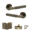 Quality image of Senza Pari Rosarno Door Handle Pack (Latch Set - 2.5" CE Latch, 3" Fire Rated Hinges x3) - Antique Brass | Sku. adpspr170ab1 | available from Trade Door Handles.