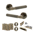 Quality image of Senza Pari Rosarno Door Handle Pack (Euro Lock Set - 3" CE Sashlock, 4" Fire Rated Hinges x3) - Antique Brass | Sku. adpspr170ab23 | available from Trade Door Handles.