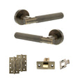 Quality image of Senza Pari Rosarno Door Handle Pack (Latch Set - 2.5" CE Latch, 4" Slim Knuckle Hinges x2) - Antique Brass | Sku. adpspr170ab5 | available from Trade Door Handles.