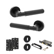Quality image of Senza Pari Rosarno Door Handle Pack (3 Lever Lock Set - 3" CE Sashlock, 4" Slim Knuckle Hinges x2) - Matt Black | Sku. adpspr170mb19 | available from Trade Door Handles.