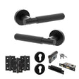Quality image of Senza Pari Rosarno Door Handle Pack (Euro Lock Set - 2.5" CE Sashlock, 3" Fire Rated Hinges x3) - Matt Black | Sku. adpspr170mb20 | available from Trade Door Handles.