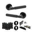 Quality image of Senza Pari Rosarno Door Handle Pack (Euro Lock Set - 3" CE Sashlock, 4" Fire Rated Hinges x3) - Matt Black | Sku. adpspr170mb23 | available from Trade Door Handles.