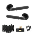 Quality image of Senza Pari Rosarno Door Handle Pack (Latch Set - 3" CE Latch, 4" Fire Rated Hinges x3) - Matt Black | Sku. adpspr170mb4 | available from Trade Door Handles.